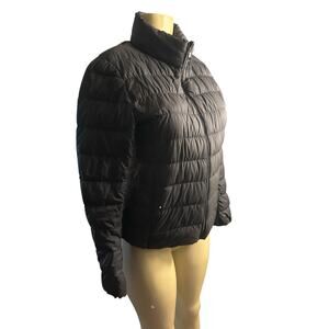 Women S Uniqlo Black Quilted Puffer Lightweight Down Jacket Coat Full Zip